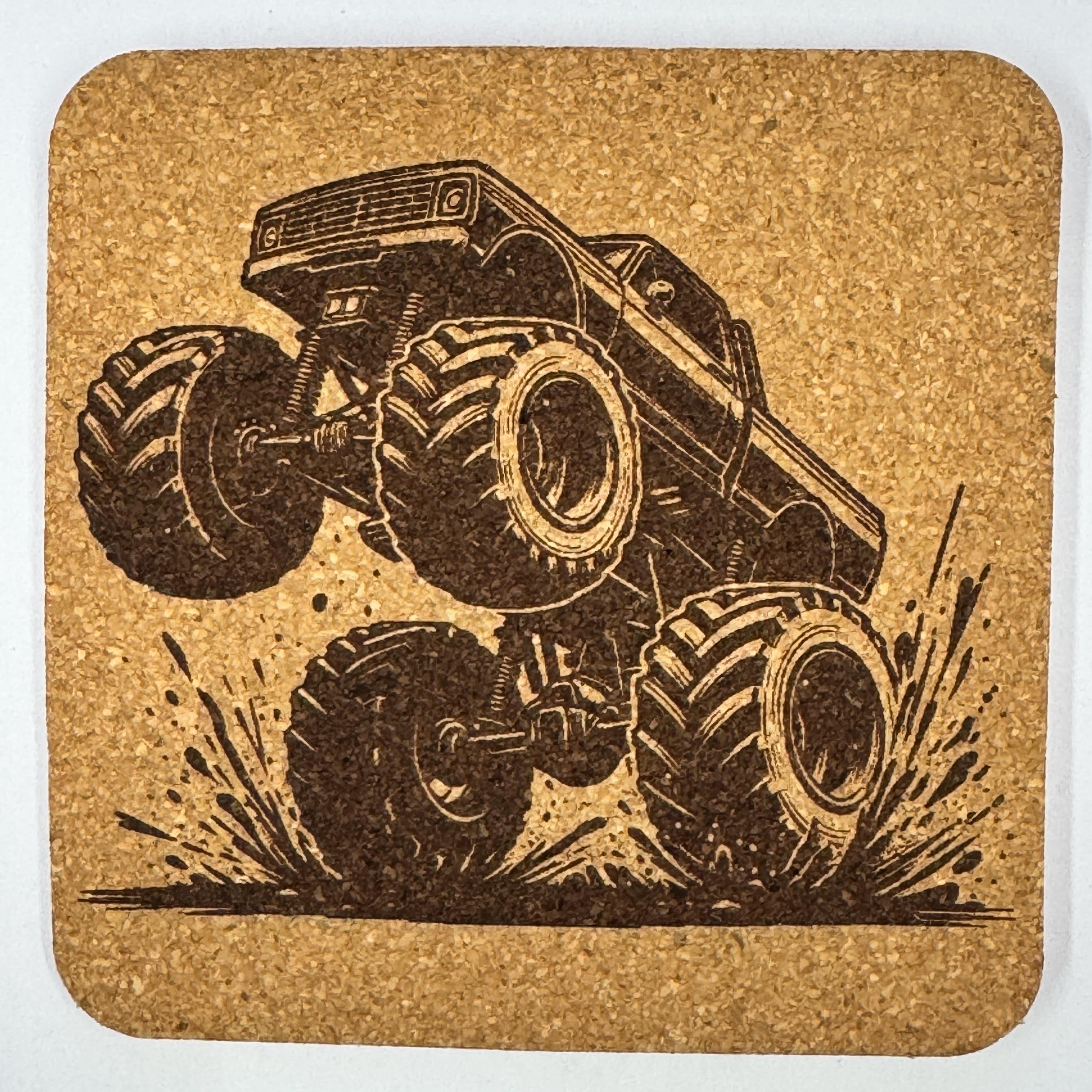 Monster Truck Action Coasters Set – Mud Bog Off Road 4x4 Gift