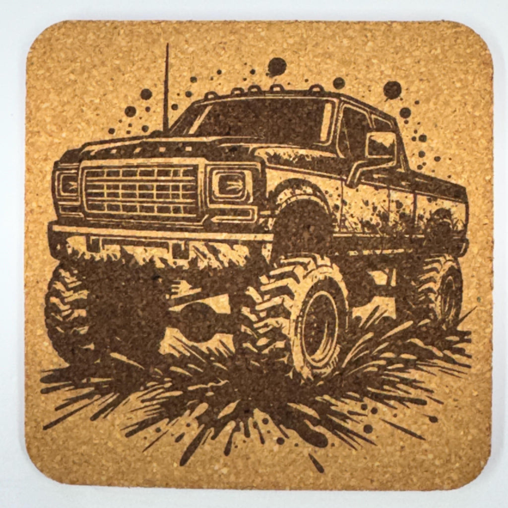 Monster Truck Action Coasters Set – Mud Bog Off Road 4x4 Gift