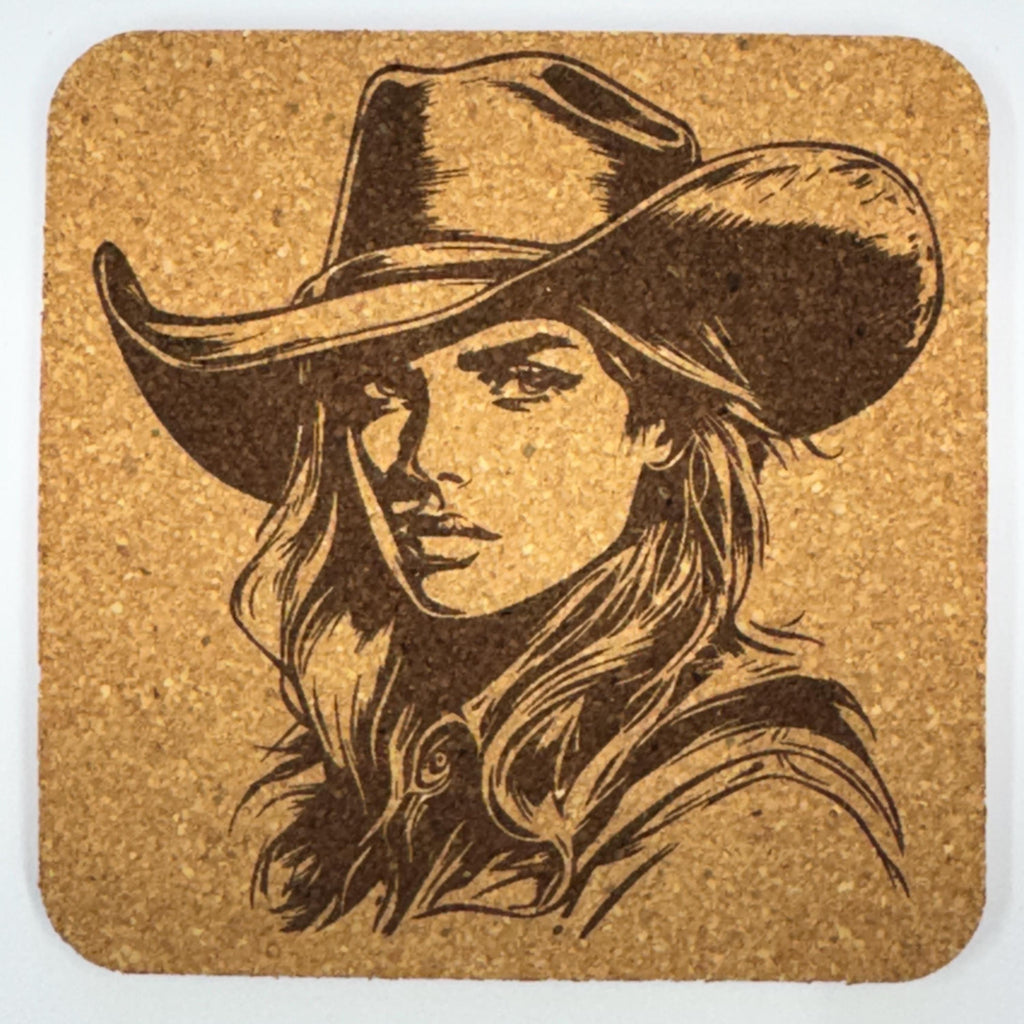 Cowgirl Portrait Coasters Set – Western Country Rustic Ranch Decor Gift