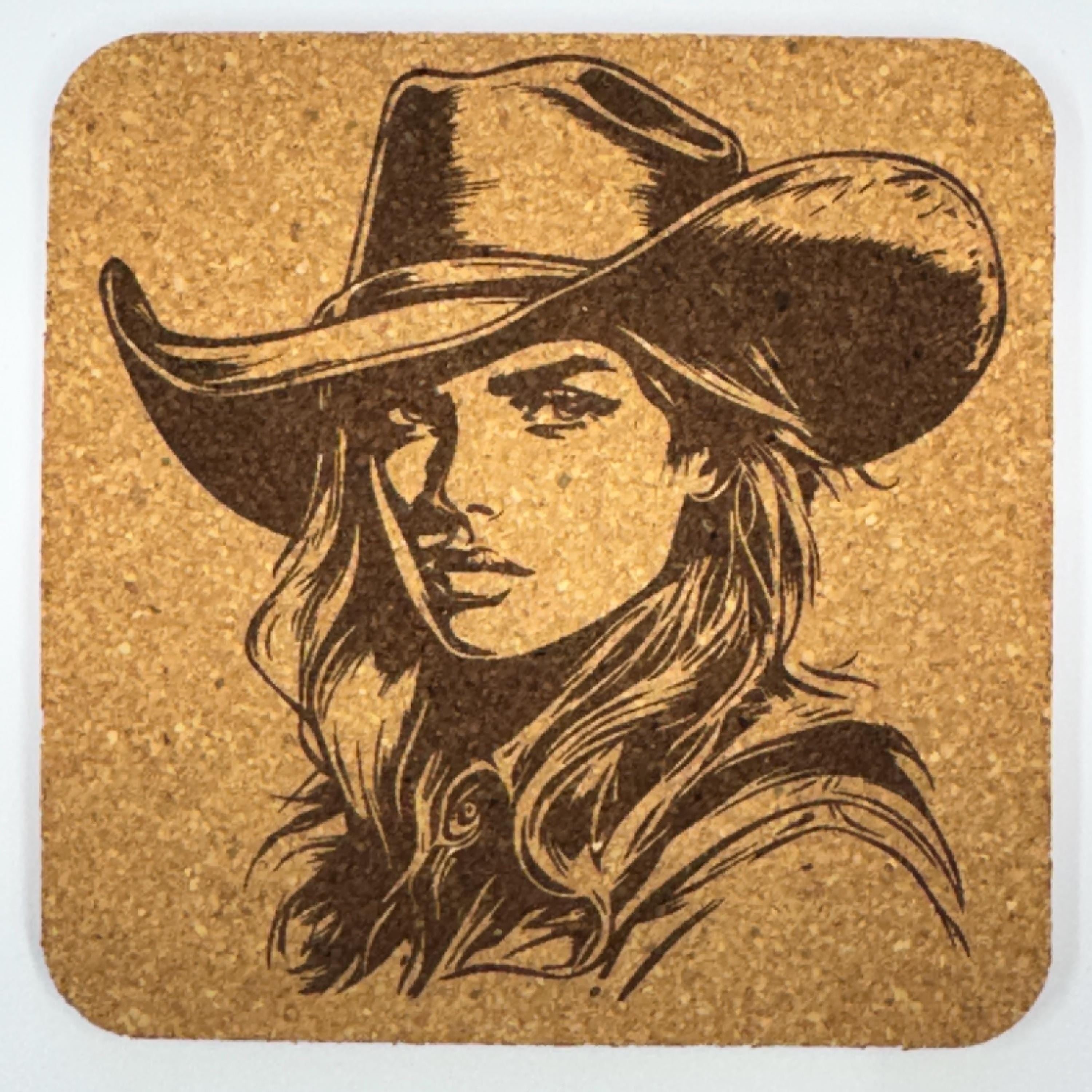 Cowgirl Portrait Coasters Set – Western Country Rustic Ranch Decor Gift