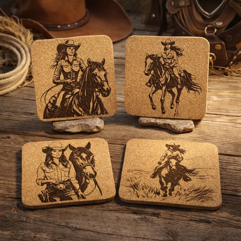 Cowgirl Horse Coasters Set – Western Ranch Rodeo Country Gift