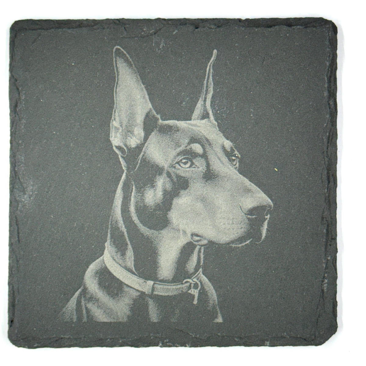 Doberman Coaster Set – 4 Pack Slate Coasters, Dobie Portraits, Dog Lover Gift