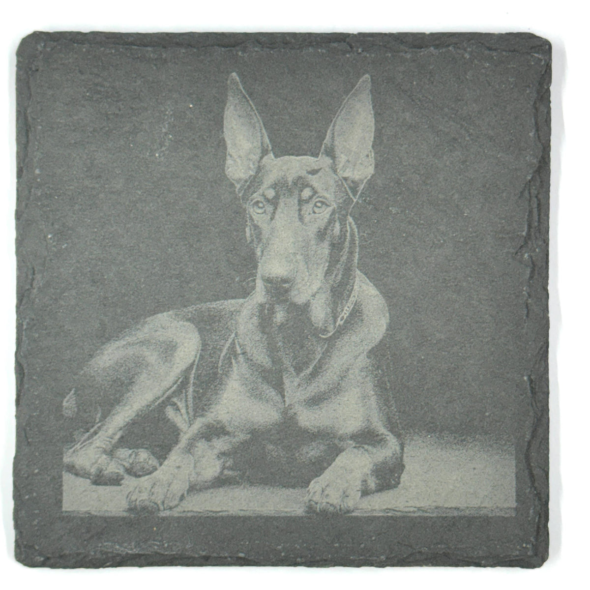 Doberman Coaster Set – 4 Pack Slate Coasters, Dobie Portraits, Dog Lover Gift