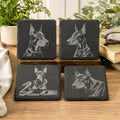 Doberman Coaster Set – 4 Pack Slate Coasters, Dobie Portraits, Dog Lover Gift