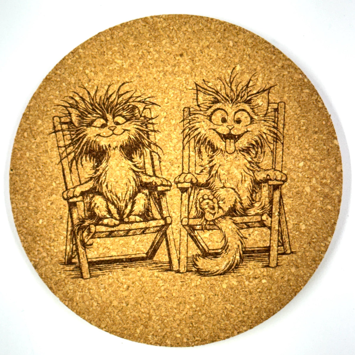 Funny Cat Cork Coasters – 6 Pack Laser Engraved Drinkware