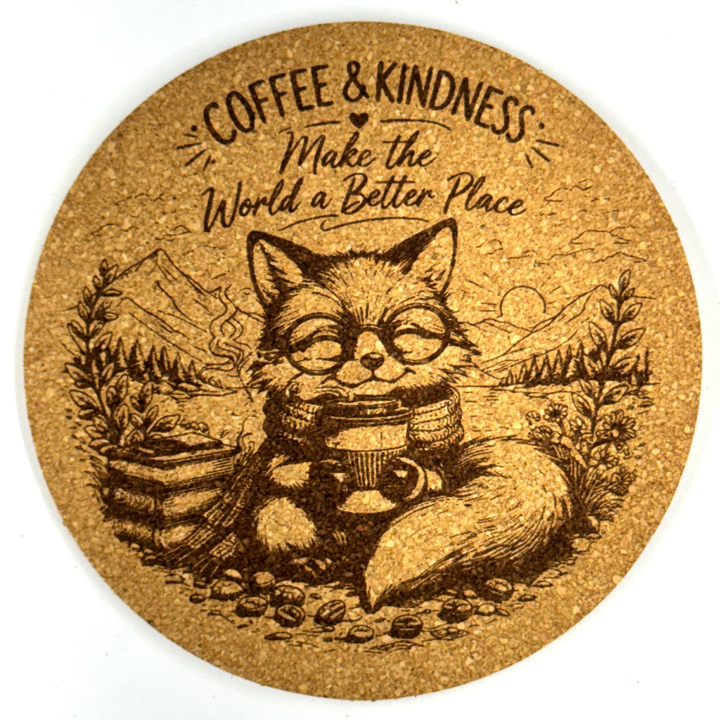 Coffee Coaster Set – 6 Pack Funny Cork Coasters, Animal Sayings, Drink Lover Gift