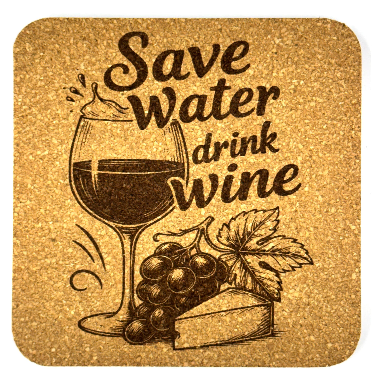 Funny Wine Coaster Set – 8 Pack Cork Coasters, Wine Sayings, Wine Lover Gift