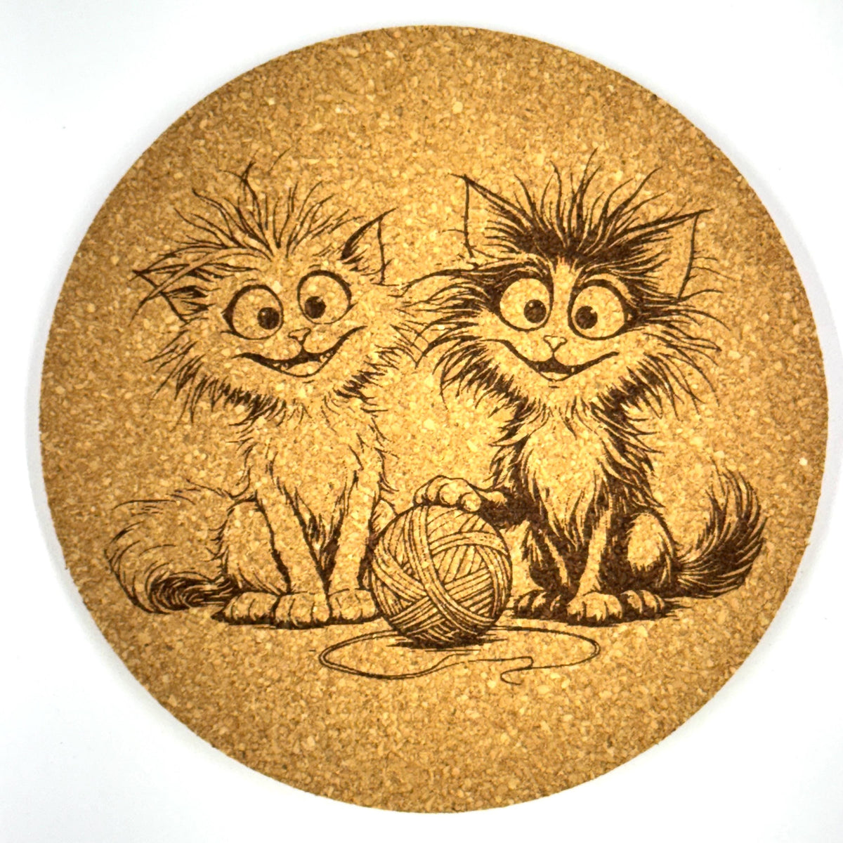 Funny Cat Cork Coasters – 6 Pack Laser Engraved Drinkware