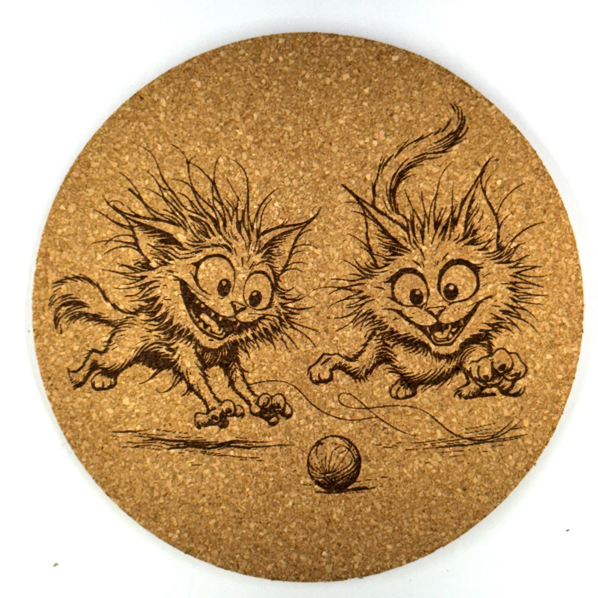 Funny Cat Cork Coasters – 6 Pack Laser Engraved Drinkware