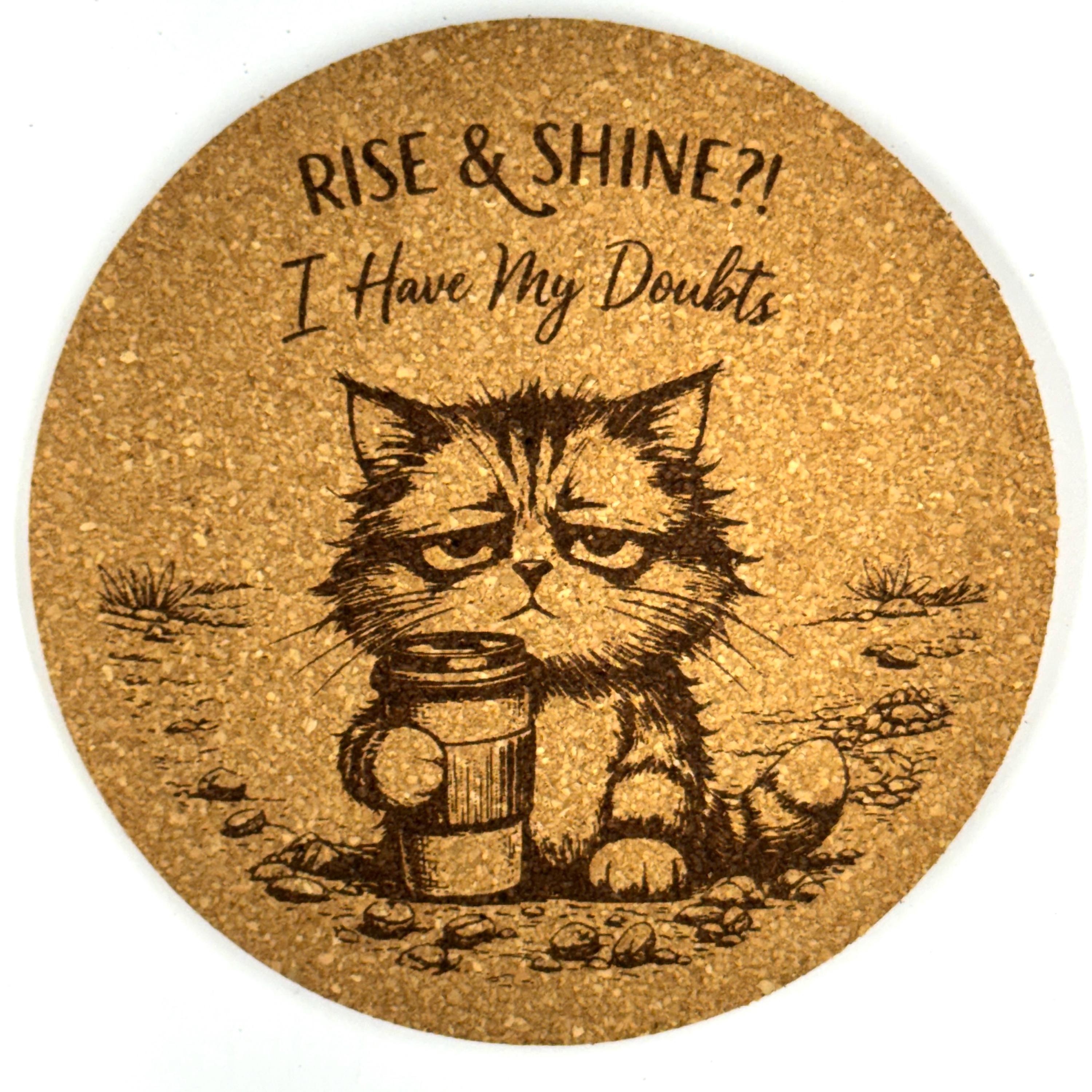 Coffee Coaster Set – 6 Pack Funny Cork Coasters, Animal Sayings, Drink Lover Gift