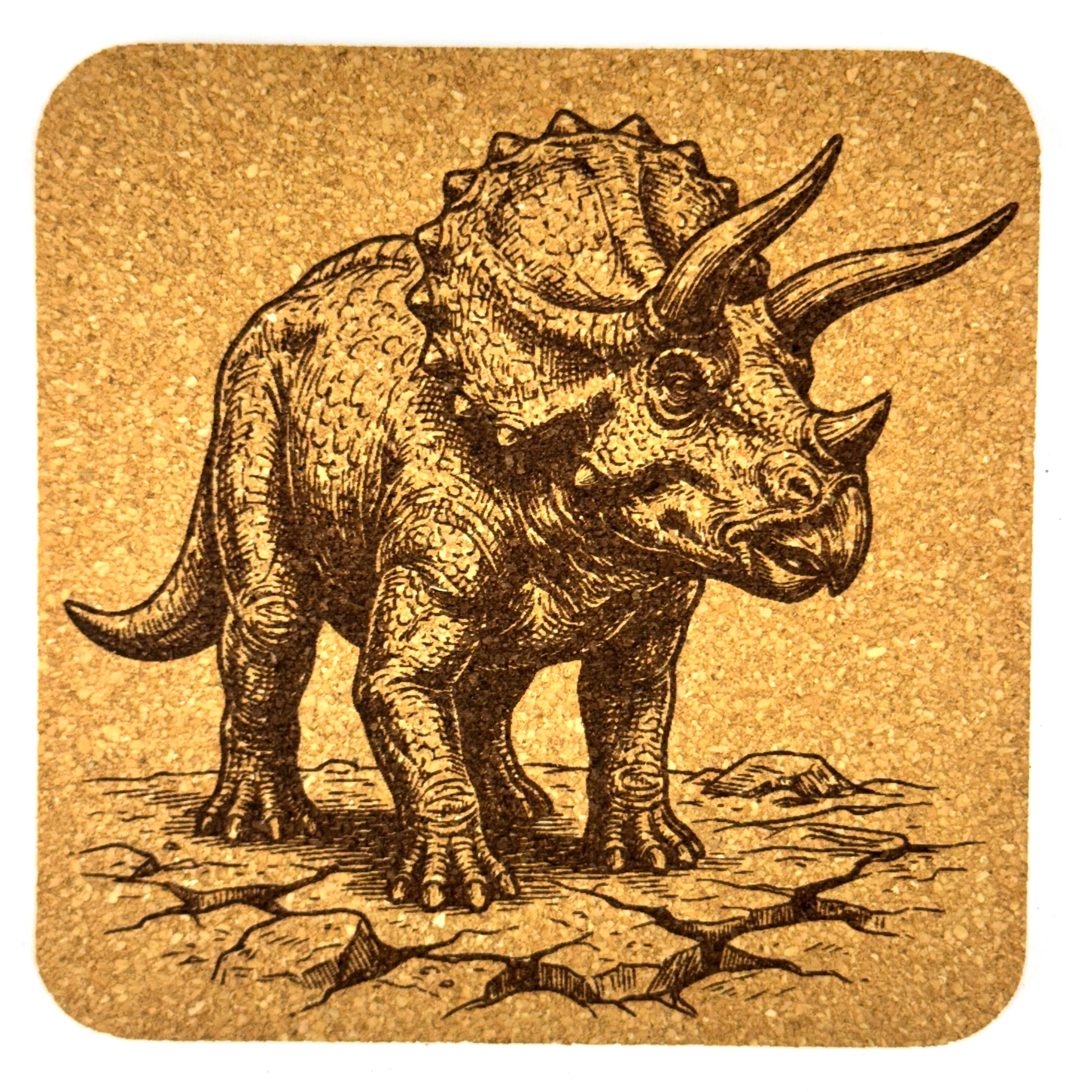 Dinosaur Cork Coaster Set, Vintage Prehistoric Creature Drink Coasters