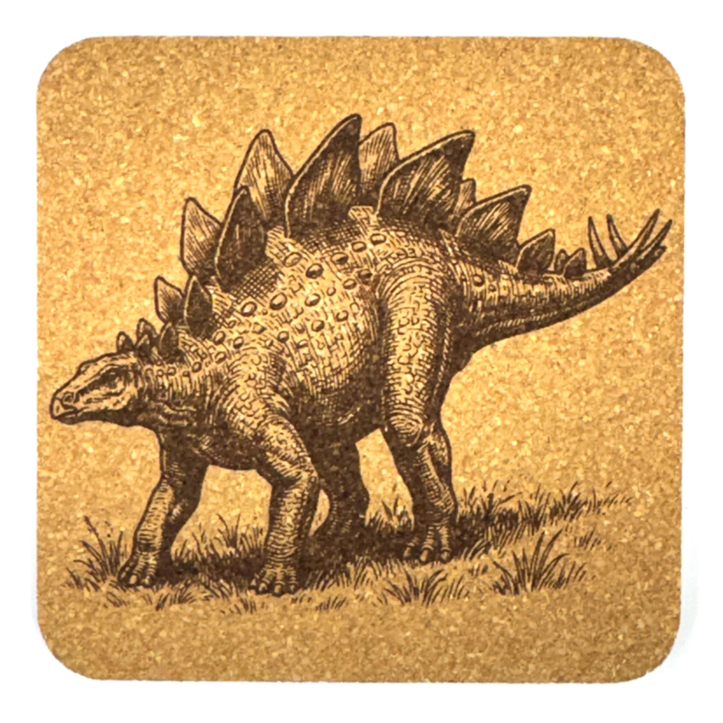 Dinosaur Cork Coaster Set, Vintage Prehistoric Creature Drink Coasters
