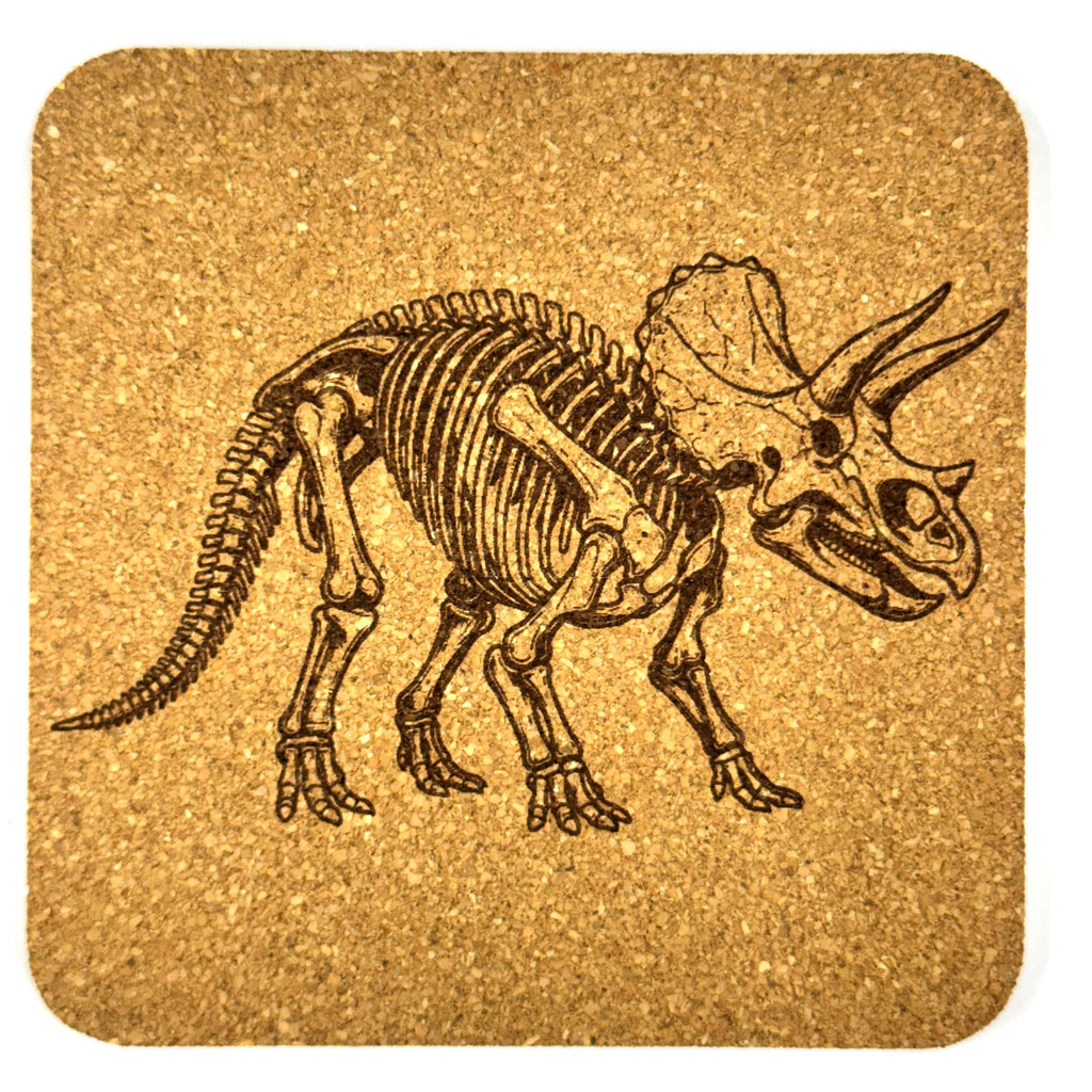Dinosaur Skeleton Cork Coasters, Fossil T Rex Spinosaurus Triceratops Table Decor