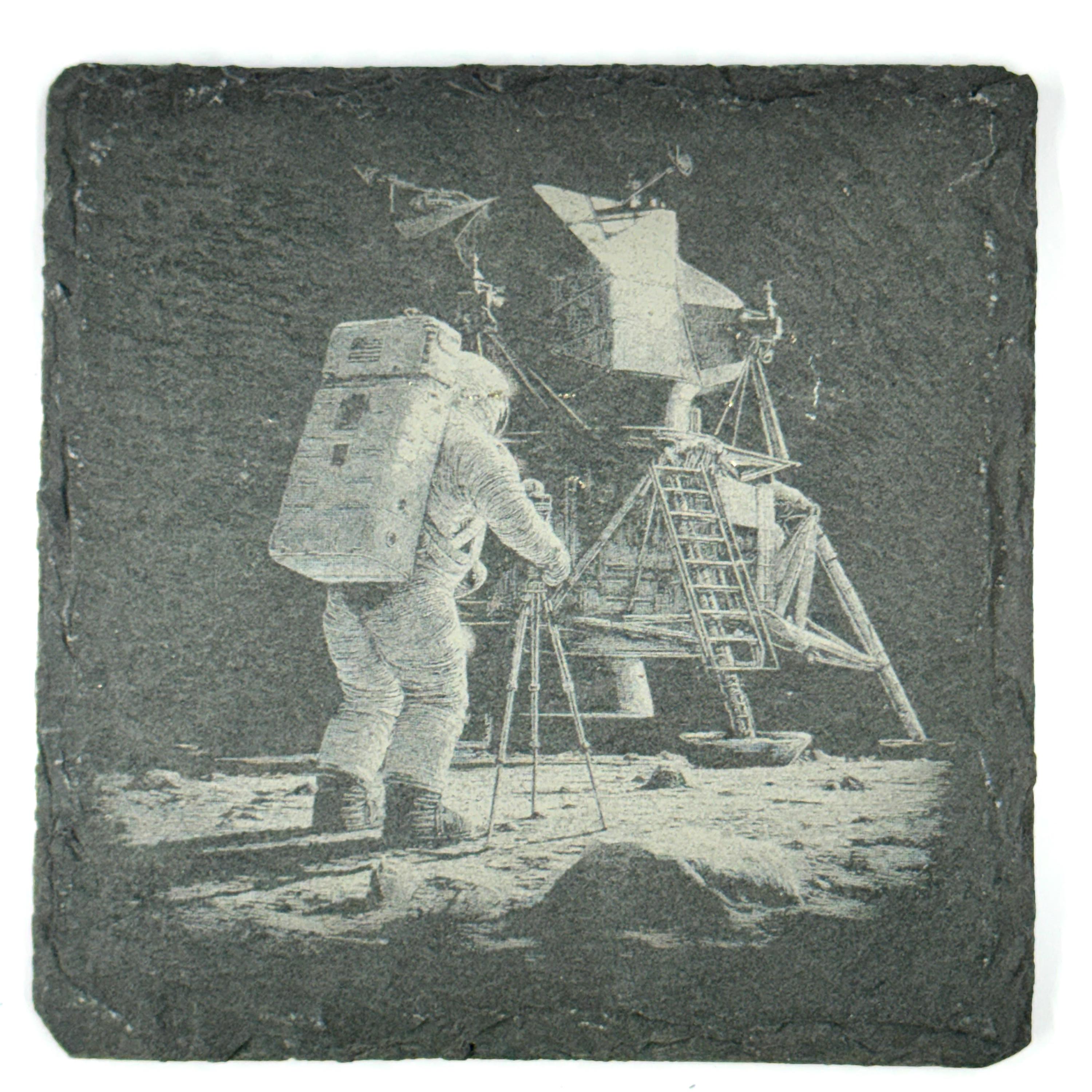 Astronaut Slate Coasters, Lunar Explorer Space Mission Sci Fi Table Decor