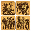 Zombie Cork Coaster Set, Undead Horror Walker Table Decor for Halloween