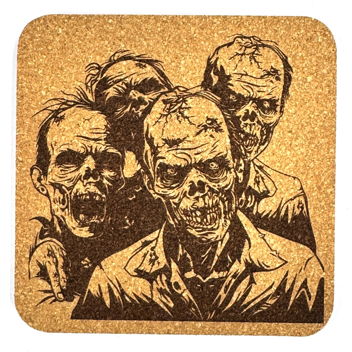 Zombie Cork Coaster Set, Undead Horror Walker Table Decor for Halloween