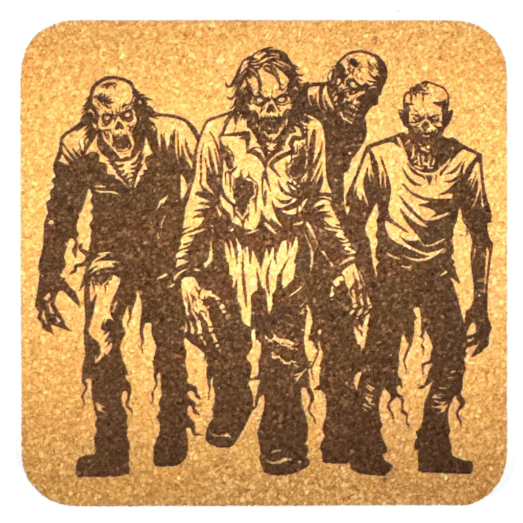 Zombie Cork Coaster Set, Undead Horror Walker Table Decor for Halloween