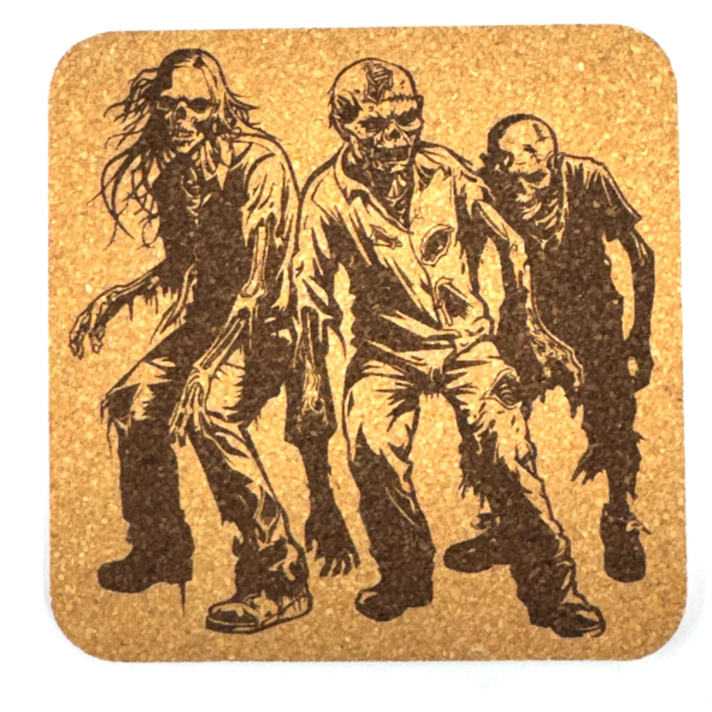 Zombie Cork Coaster Set, Undead Horror Walker Table Decor for Halloween