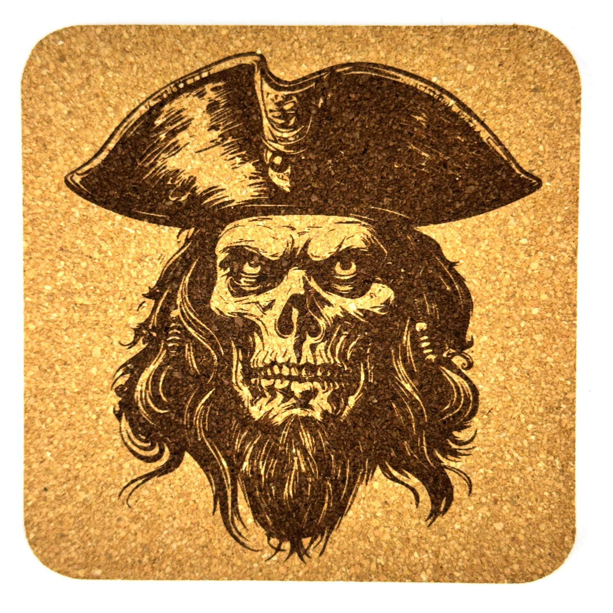 Pirate Skull Cork Coasters, Jolly Roger Crossbones Buccaneer Table Decor