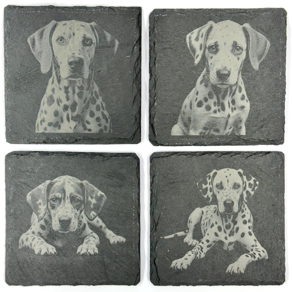 Dalmatian Dog Slate Coaster Set, Engraved Dog Lover Gift