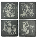 Sheltie Dog Slate Coaster Set, Engraved Shetland Sheepdog Gift