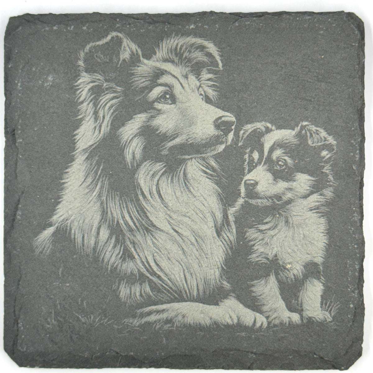 Sheltie Dog Slate Coaster Set, Engraved Shetland Sheepdog Gift