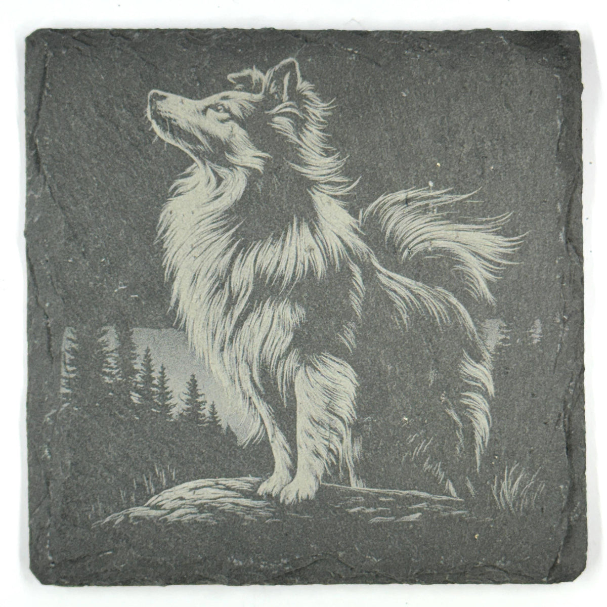 Sheltie Dog Slate Coaster Set, Engraved Shetland Sheepdog Gift
