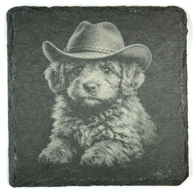 Labradoodle Slate Coaster Set, Engraved Dog Lover Gift