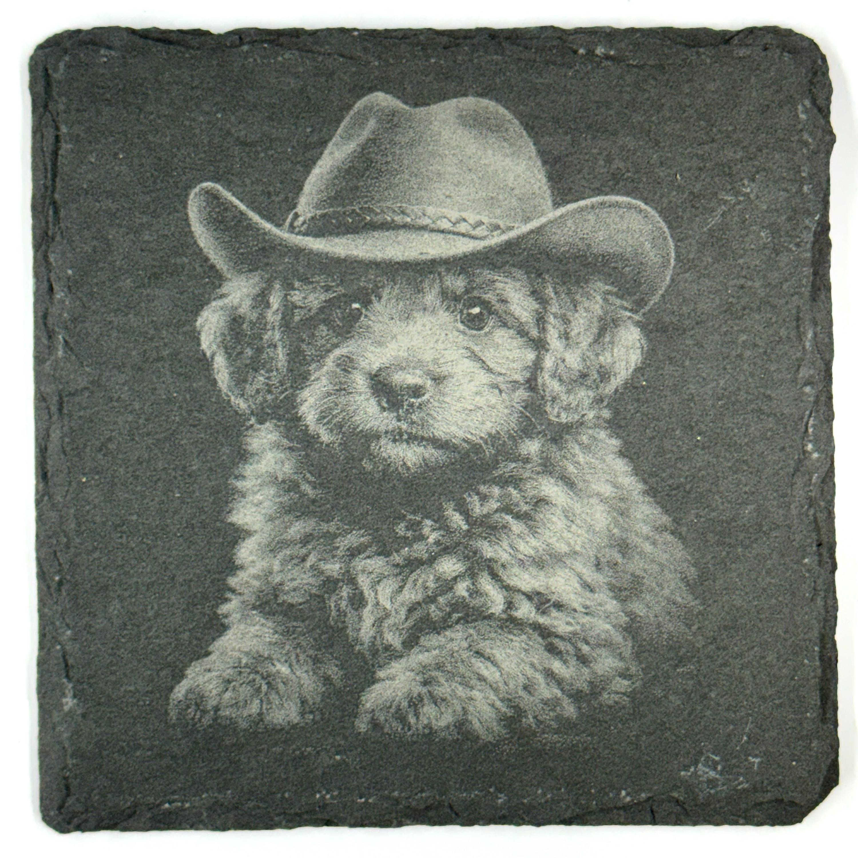 Labradoodle Slate Coaster Set, Engraved Dog Lover Gift