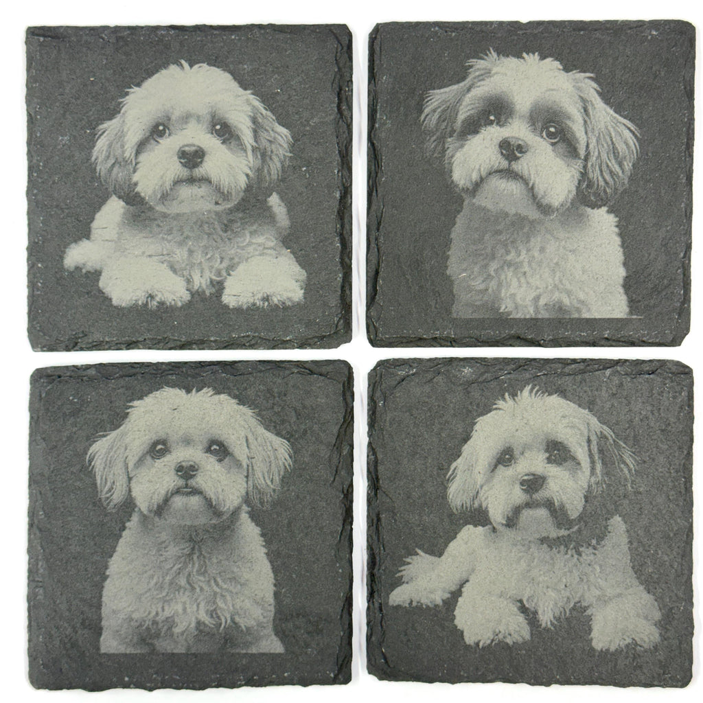 Shih Tzu Slate Coaster Set, Engraved Dog Lover Gift