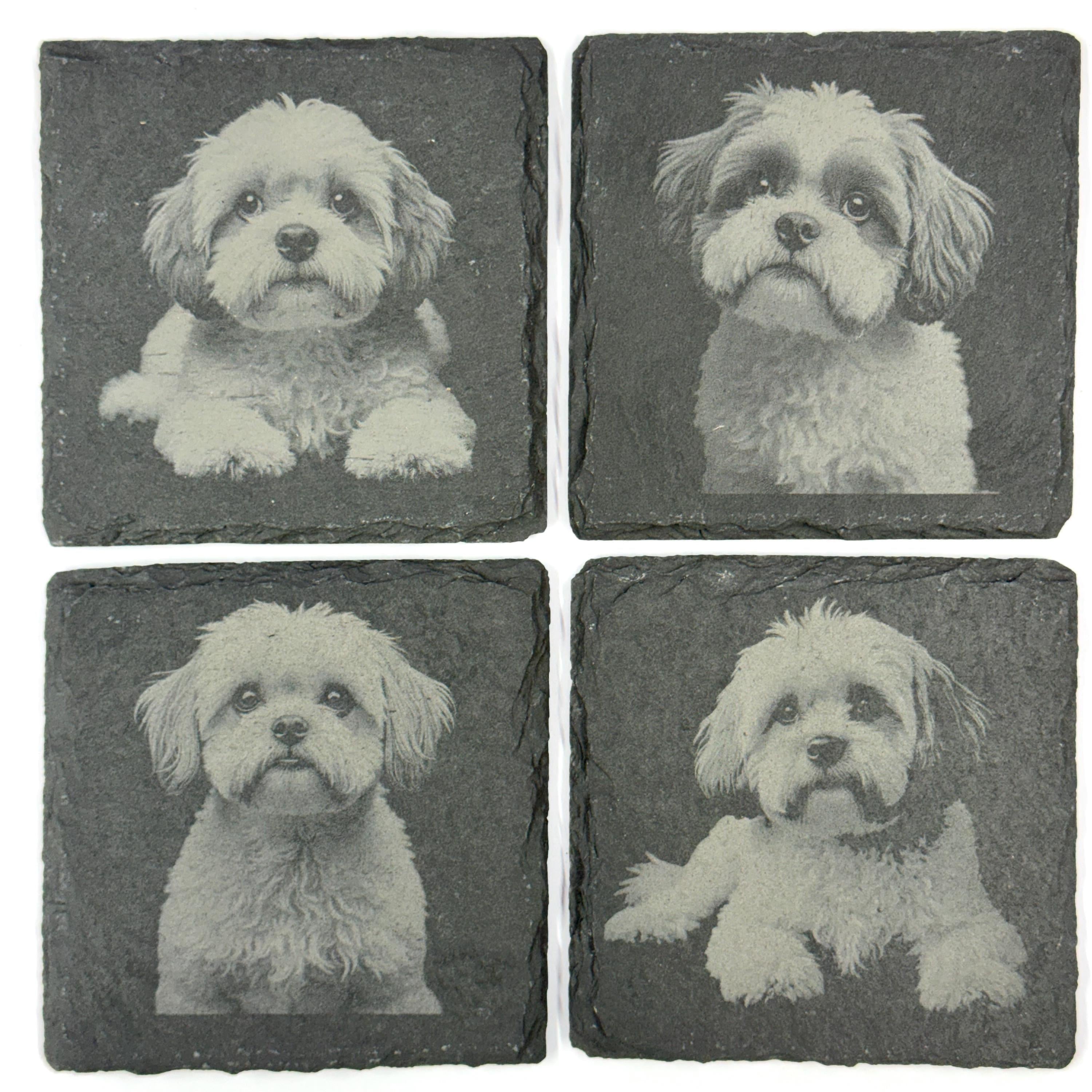 Shih Tzu Slate Coaster Set, Engraved Dog Lover Gift