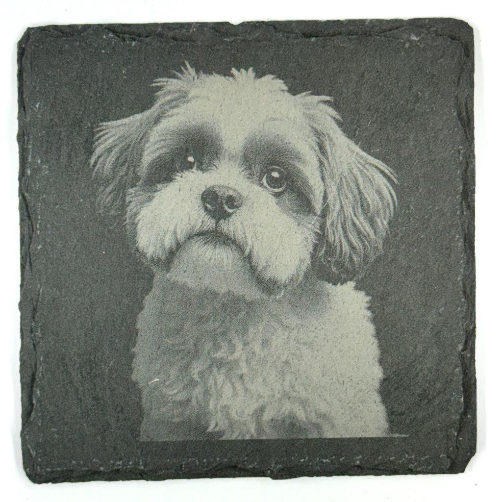 Shih Tzu Slate Coaster Set, Engraved Dog Lover Gift
