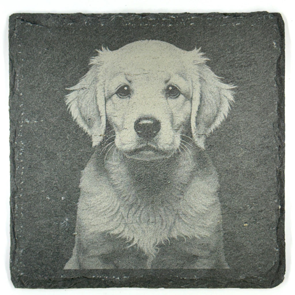 Golden Retriever Slate Coaster Set, Engraved Dog Lover Gift