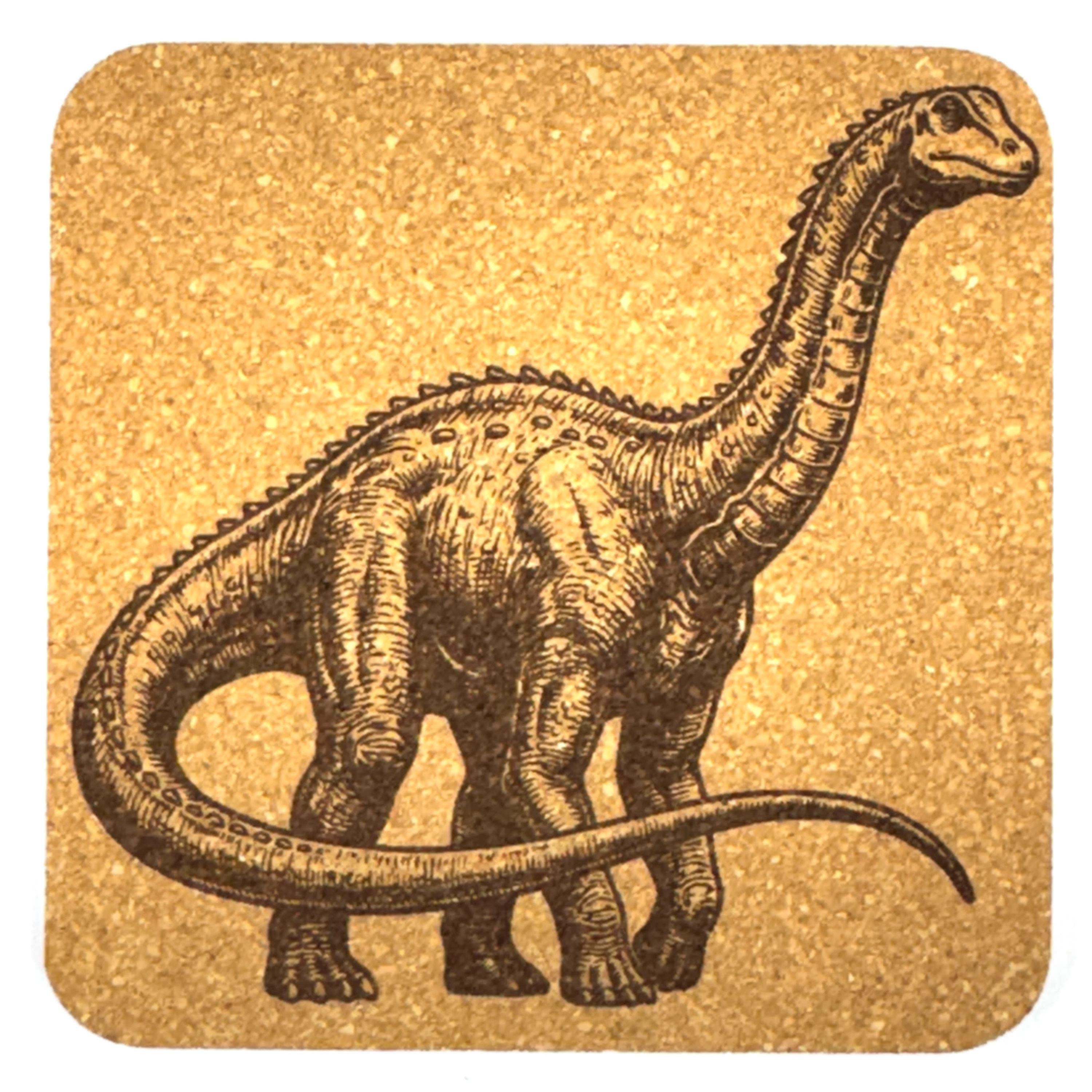 Dinosaur Cork Coaster Set, Vintage Prehistoric Creature Drink Coasters