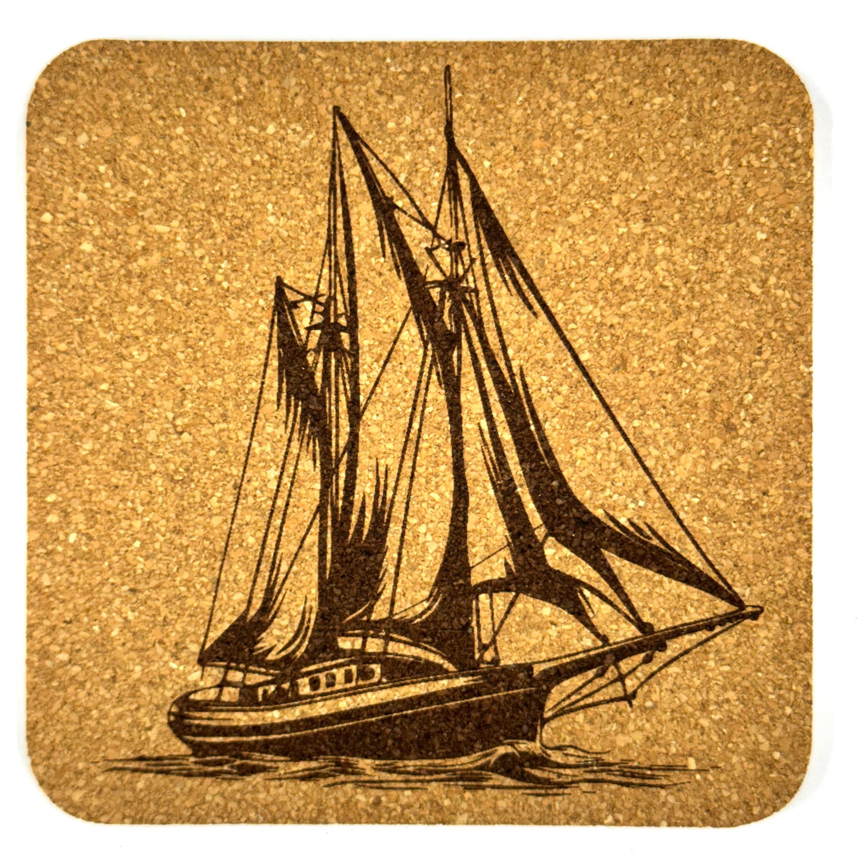 Tall Ship Cork Coasters, Vintage Schooner Nautical Sailing Boat Table Decor