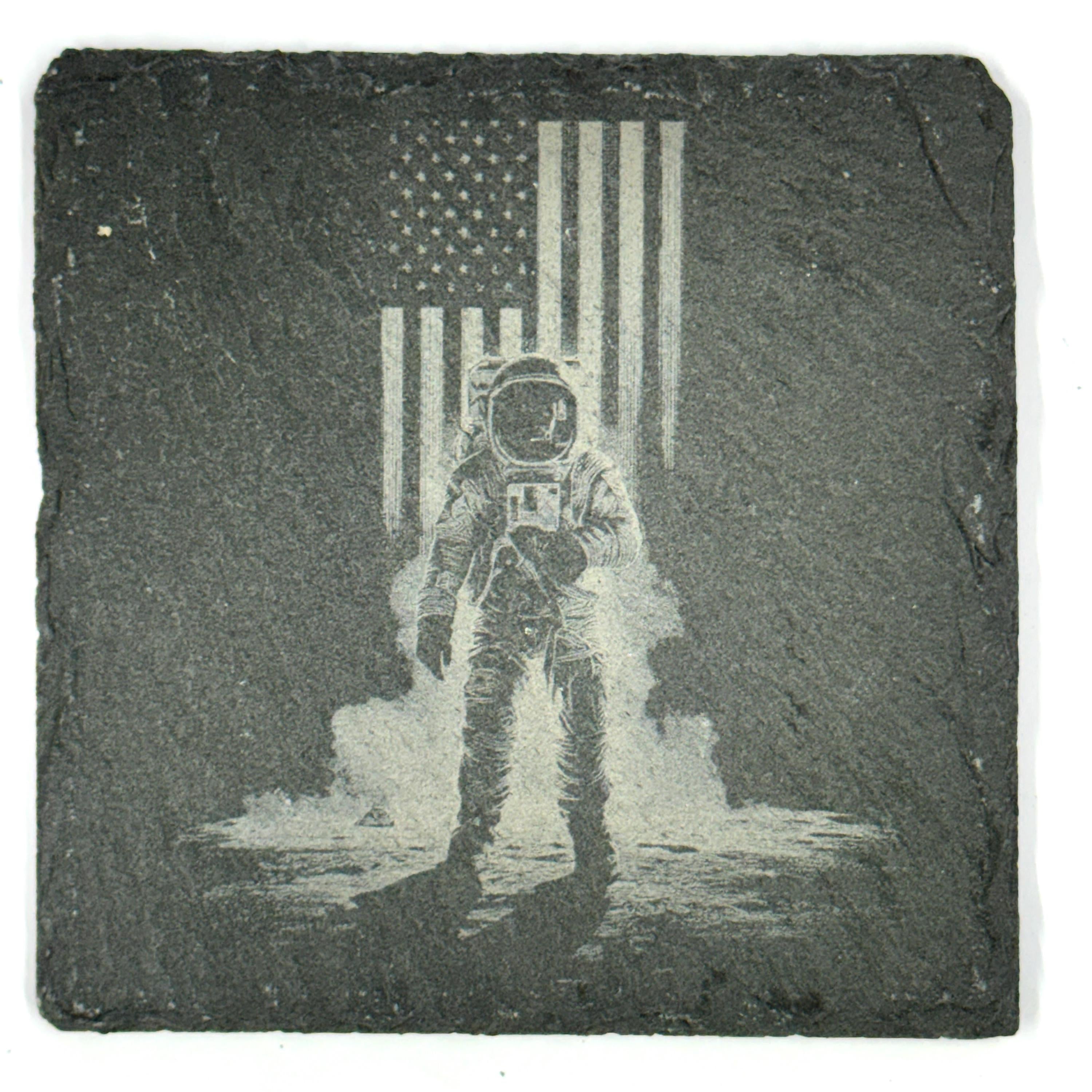 Astronaut Slate Coasters, Lunar Explorer Space Mission Sci Fi Table Decor