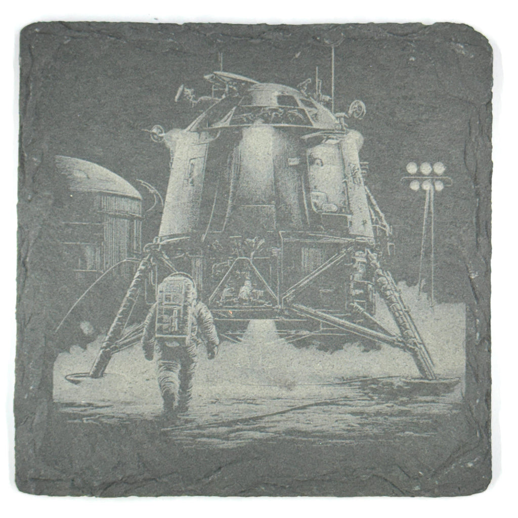 Astronaut Slate Coasters, Lunar Explorer Space Mission Sci Fi Table Decor