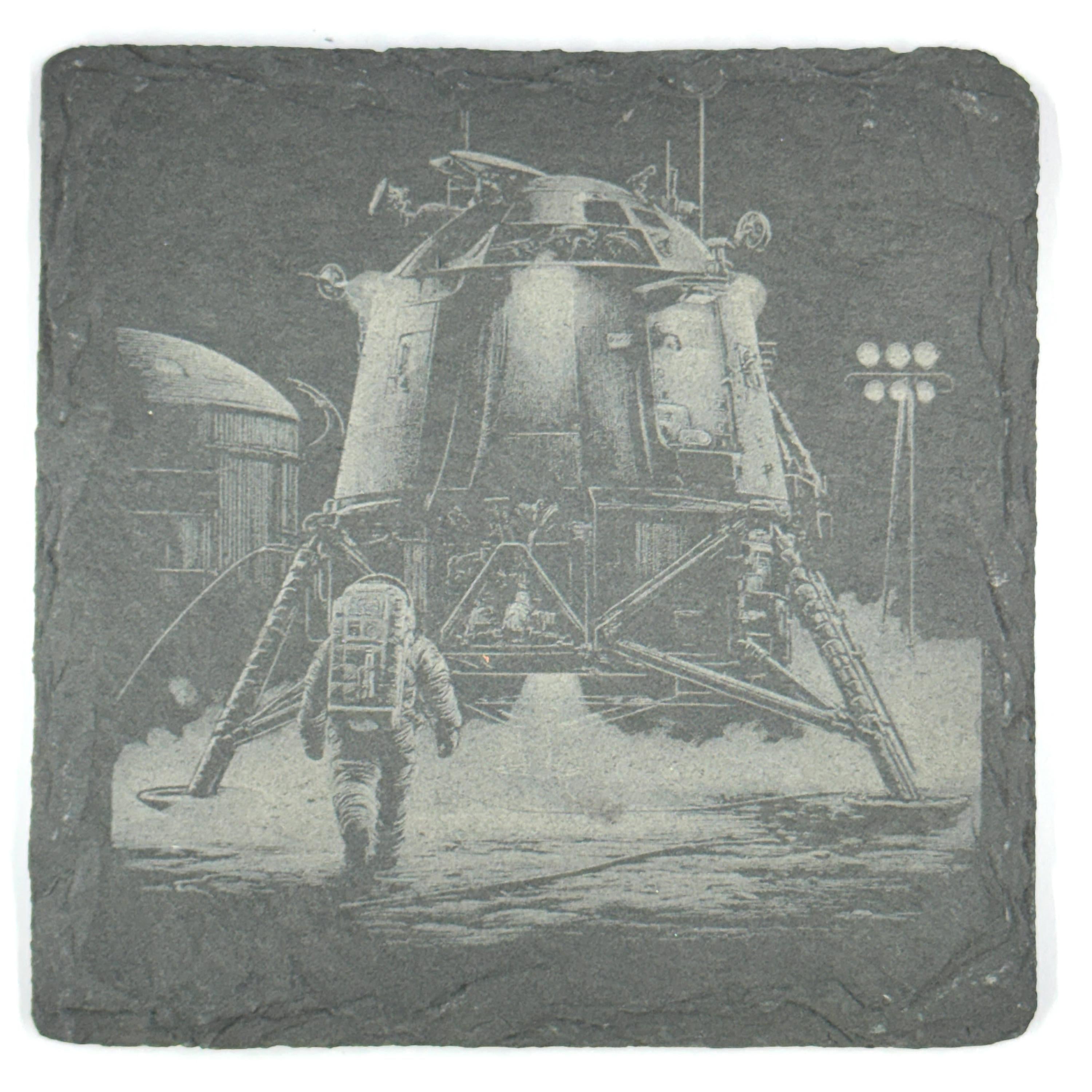 Astronaut Slate Coasters, Lunar Explorer Space Mission Sci Fi Table Decor