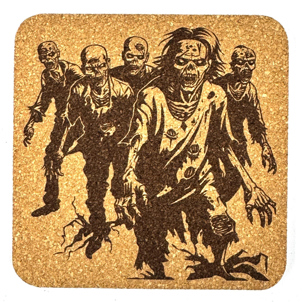 Zombie Cork Coaster Set, Undead Horror Walker Table Decor for Halloween