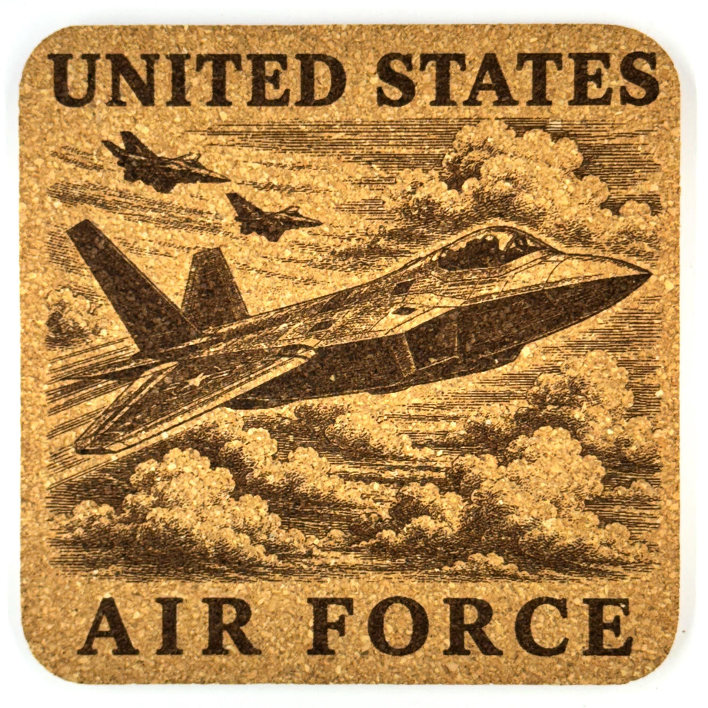 United States Air Force Cork Coaster Set, 4 Pack of Military Tribute Engraved Coasters