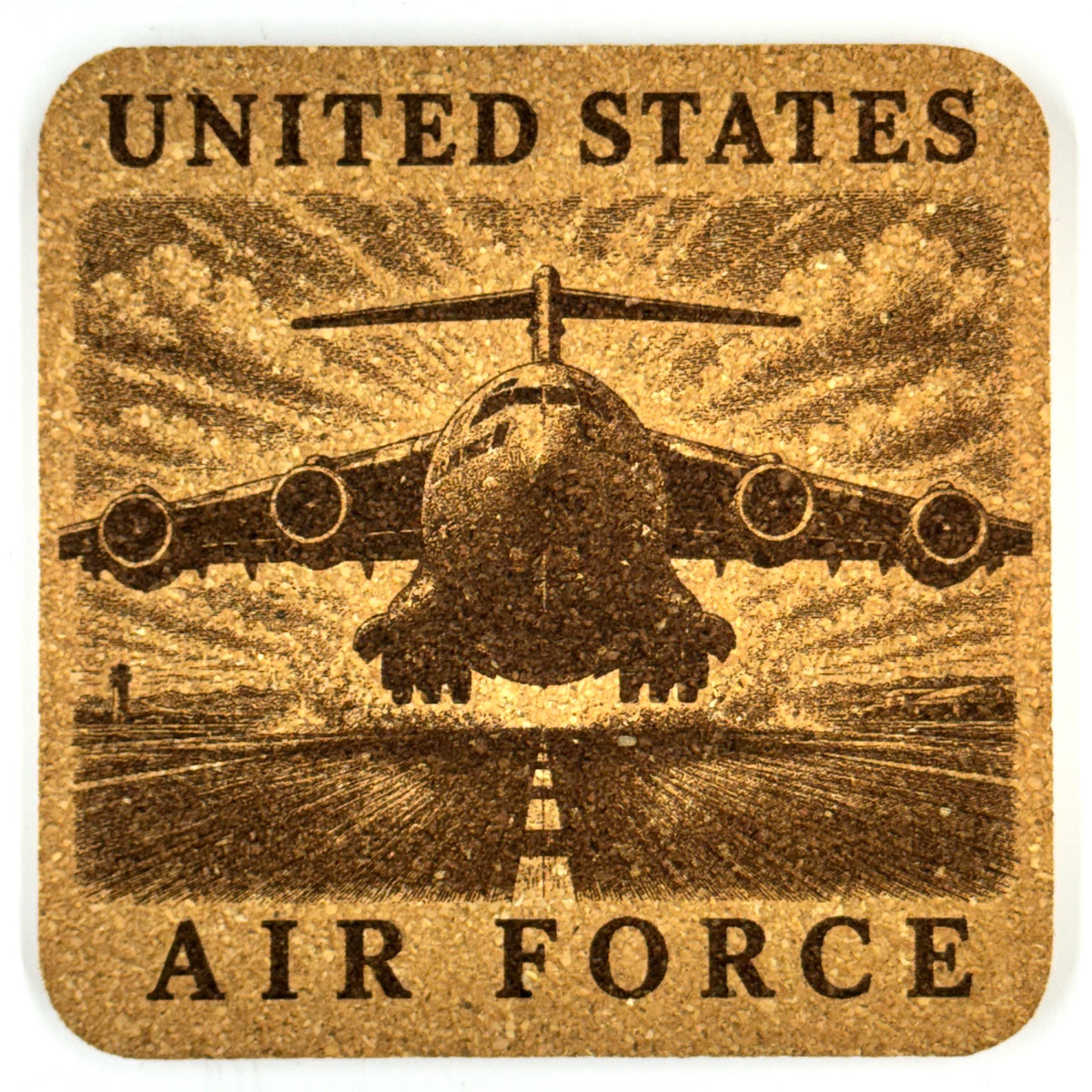 United States Air Force Cork Coaster Set, 4 Pack of Military Tribute Engraved Coasters