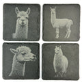 Llama Slate Coaster Set of 4, Rustic Engraved Farm Animal Drink Coasters