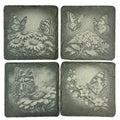 Butterfly Slate Coaster Set, Engraved Garden Flower Drink Coasters