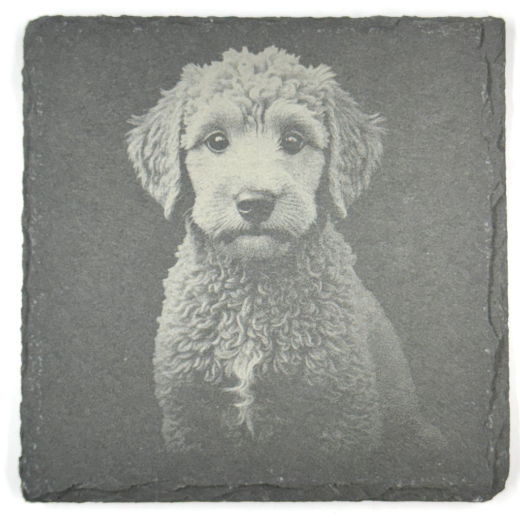 Labradoodle Slate Coaster Set, Engraved Dog Lover Gift