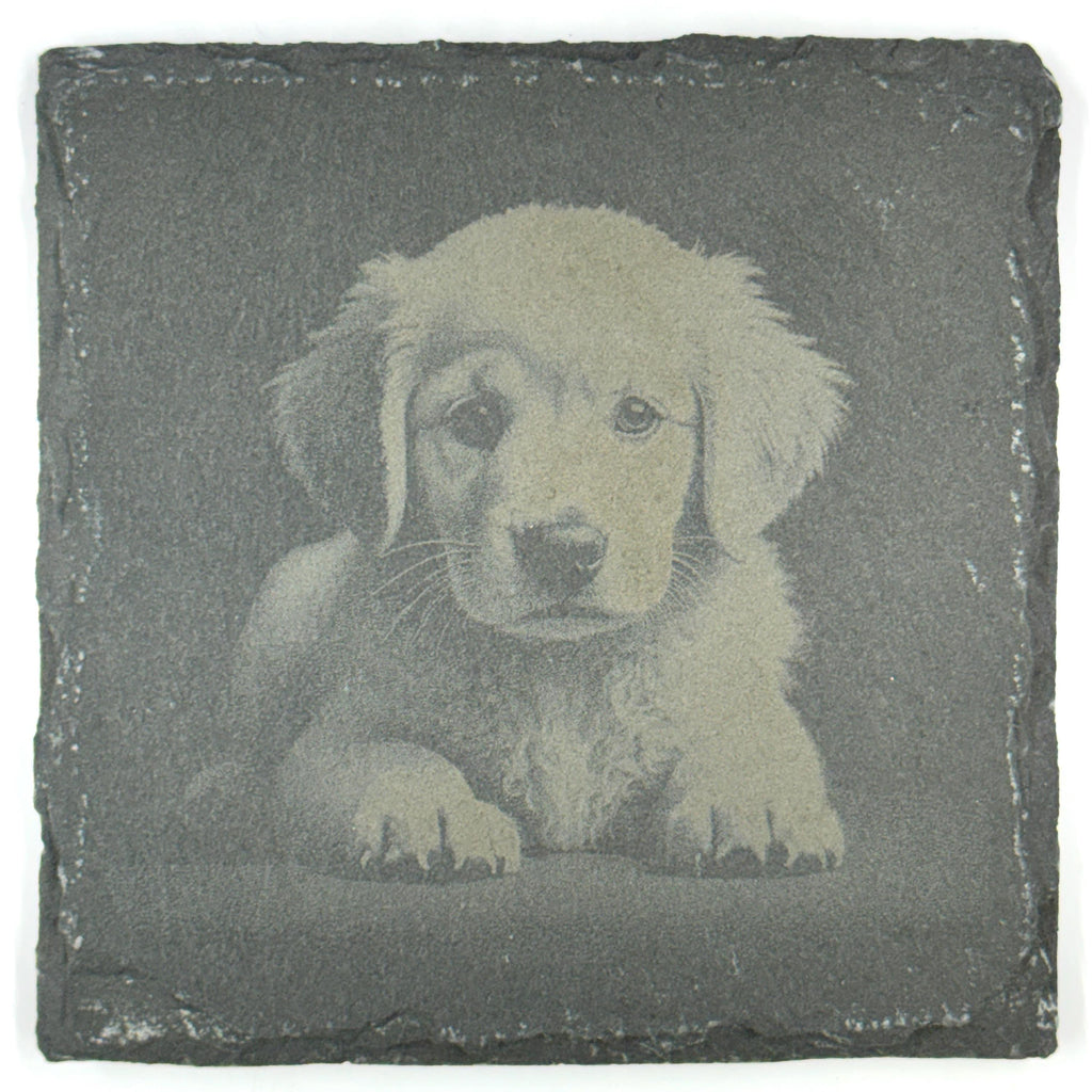 Golden Retriever Slate Coaster Set, Engraved Dog Lover Gift