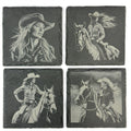 Cowgirl and Horse, Western Style Set of 4 Laser Engraved Coasters