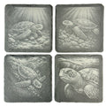 Sea Turtle Slate Coaster Set, Engraved Ocean Wildlife Drink Coasters