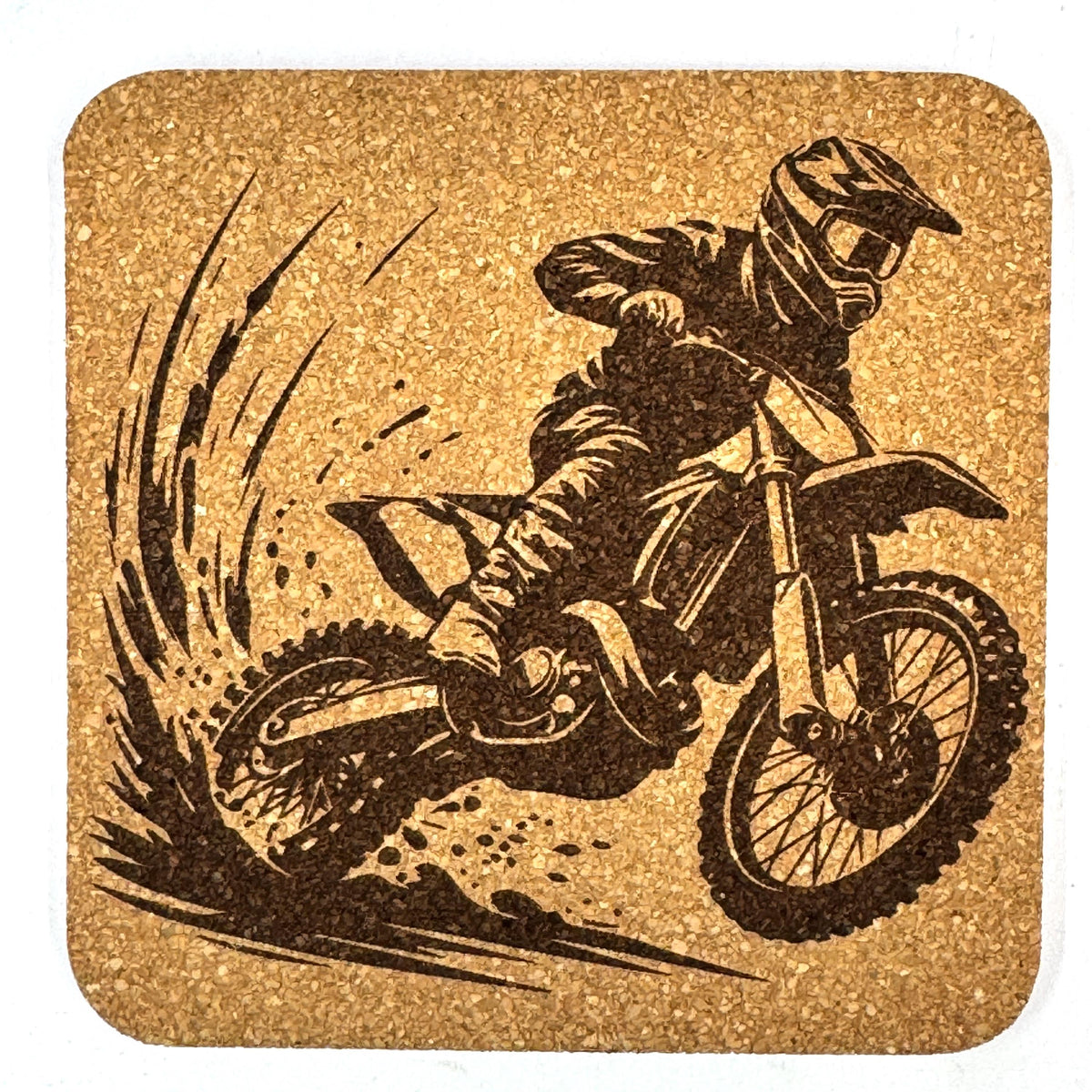 Motocross Dirt Bike Cork Coaster Set, Off Road Motorcycle Racing Gift