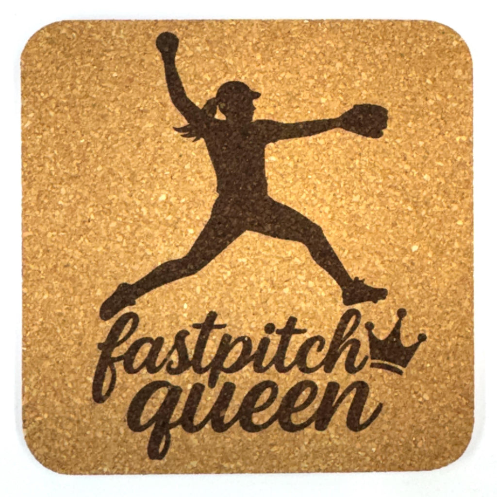 Softball Cork Coaster Set, Fastpitch Player Gift, Team Softball Decor