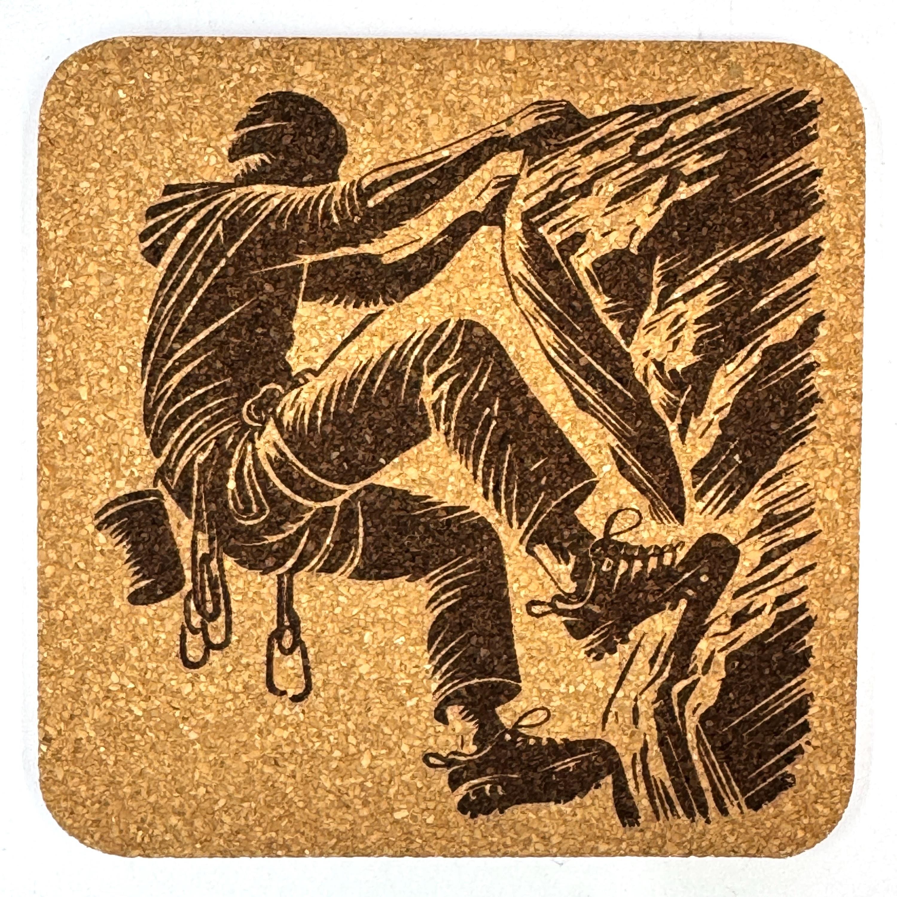 Rock Climbing Cork Coaster Set, Climber Gift, Mountain Adventure Decor